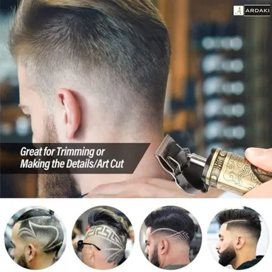 Professional Beard Trimmer for Men Metal Body Gold Hair Clipper Adjustable Blade Close Cut Precision Shaver Rechargeable Grooming Machine for Hair Beard Body India thumbnail 3