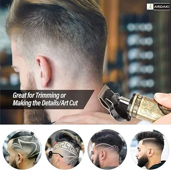 Beard Trimmer for Men Professional Hair Clipper Metal Body Gold Adjustable Blade Close Cut Precision Shaver Rechargeable Grooming Machine Body Trimmer image 4