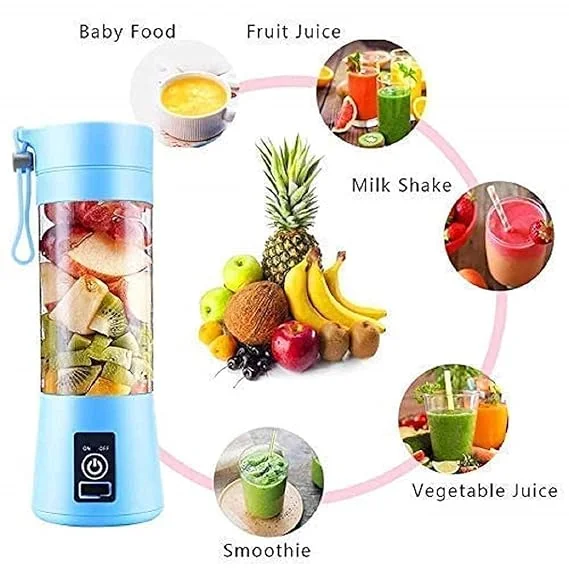 Portable USB Rechargeable 6 Blade Juicer Blender 1500mAh Personal Smoothie Maker Bottle Mini Mixer Grinder for Fruit Juice Protein Milk Shakes Travel Gym Multicolor image 3