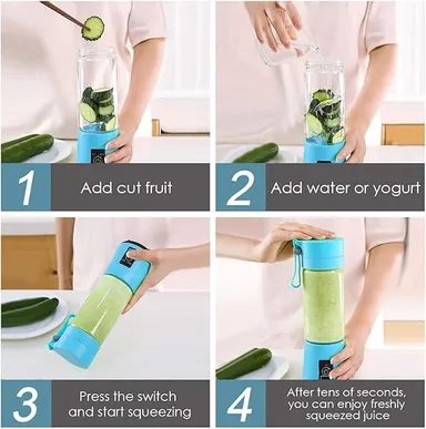 Portable USB Rechargeable 6 Blade Juicer Blender 1500mAh Personal Smoothie Maker Bottle Mini Mixer Grinder for Fruit Juice Protein Milk Shakes Travel Gym Multicolor thumbnail 3