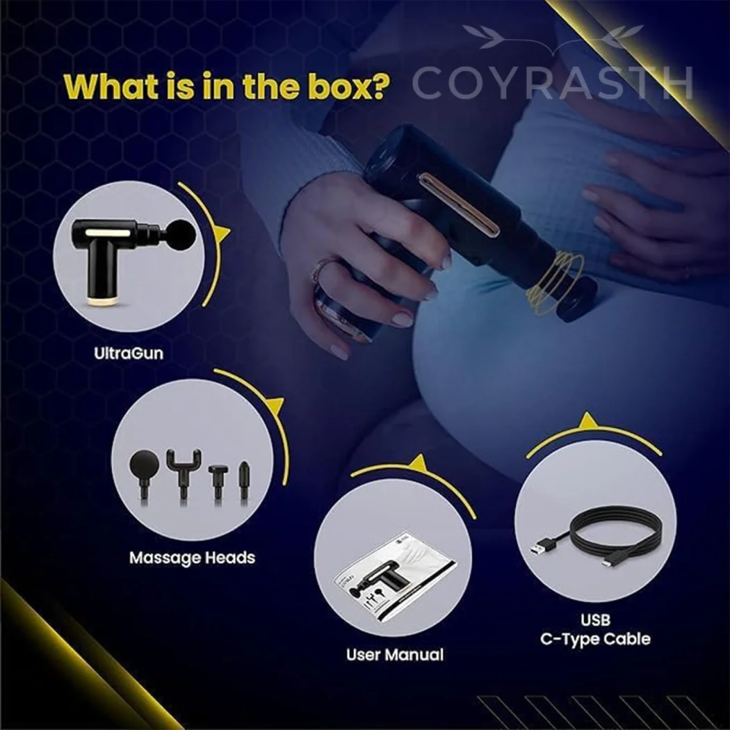 Portable Deep Tissue Massage Gun for Pain Relief 6 Speed Handheld Body Muscle Relaxing Massager with 4 Heads Black India image 3