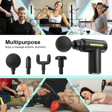 Portable Deep Tissue Massage Gun for Pain Relief 6 Speed Handheld Body Muscle Relaxing Massager with 4 Heads Black India thumbnail 3