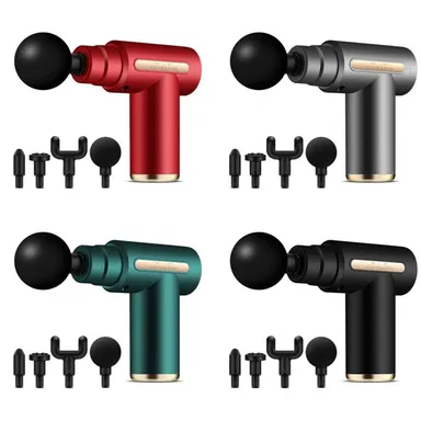 Portable Deep Tissue Massage Gun for Pain Relief 6 Speed Handheld Body Muscle Relaxing Massager with 4 Heads Black India thumbnail 4
