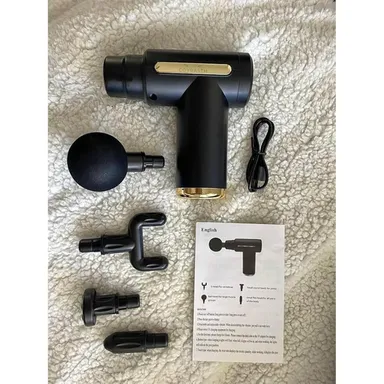Portable Deep Tissue Massage Gun for Pain Relief 6 Speed Handheld Body Muscle Relaxing Massager with 4 Heads Black India thumbnail 5