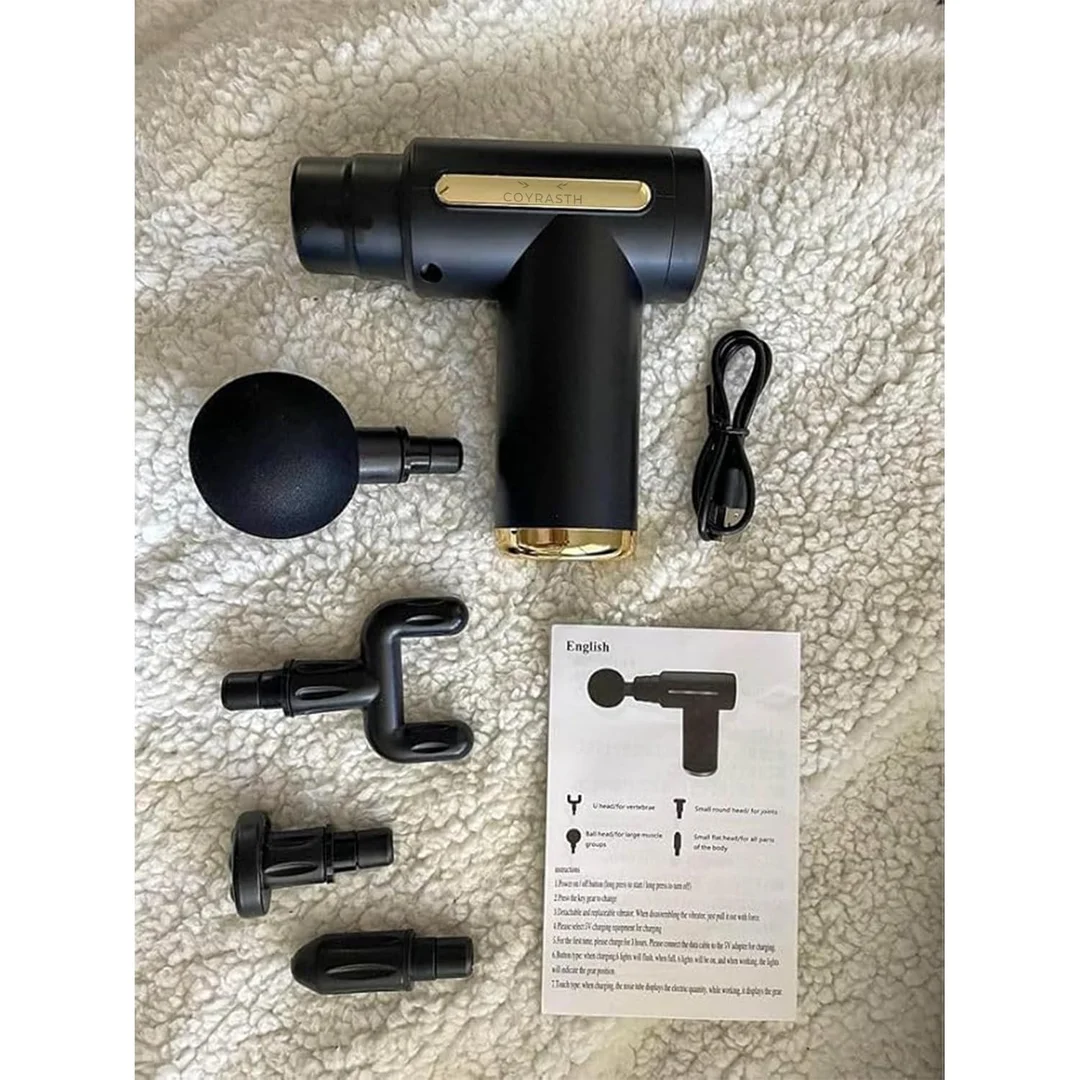 Portable Massage Gun for Pain Relief Deep Tissue Muscle Massager Handheld 6 Speed Body Massage Machine 4 Heads Rechargeable Fitness Recovery Device Bla image 5