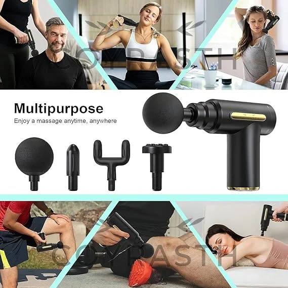 Portable Massage Gun for Pain Relief Deep Tissue Muscle Massager Handheld 6 Speed Body Massage Machine 4 Heads Rechargeable Fitness Recovery Device Bla image 6