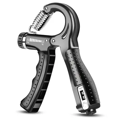 Strauss Adjustable Hand Grip Strengthener with Digital Counter 10kg to 60kg Resistance Black Durable ABS Metal Spring Hand Gripper for Forearm Wrist Finger Strength Training Home Gym Fitness Equipment India thumbnail 3