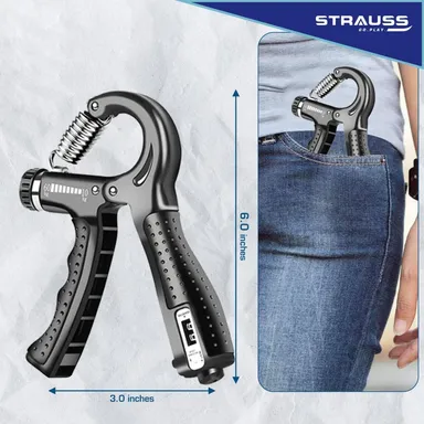 Strauss Adjustable Hand Grip with Counter Black 10KG–60KG Resistance Hand Gripper for Home Gym Workouts Forearm Strength Building Exercises for Men & Women India thumbnail 5