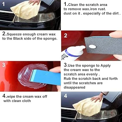 Car Scratch Remover Kit for Deep Scratches, Paint Repair Polishing Wax Compound Cream with Sponge, Car Body Scratch Removal Solution for Cars, Bikes, Auto Detailing Kit India image 2