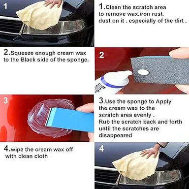 Car Scratch Remover Kit for Deep Scratches, Paint Repair Polishing Wax Compound Cream with Sponge, Car Body Scratch Removal Solution for Cars, Bikes, Auto Detailing Kit India thumbnail 1