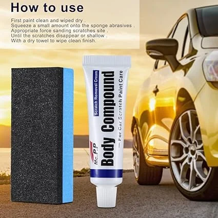 Car Scratch Remover Kit for Deep Scratches, Paint Repair Polishing Wax Compound Cream with Sponge, Car Body Scratch Removal Solution for Cars, Bikes, Auto Detailing Kit India image 4