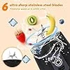 Portable USB Rechargeable 6-Blade Juicer Blender with Built-in Bottle Jar Multicolor Personal Smoothie Maker Mini Mixer Grinder for Juice Protein Shake Milkshake Travel Gym Home Use Black Black image 3