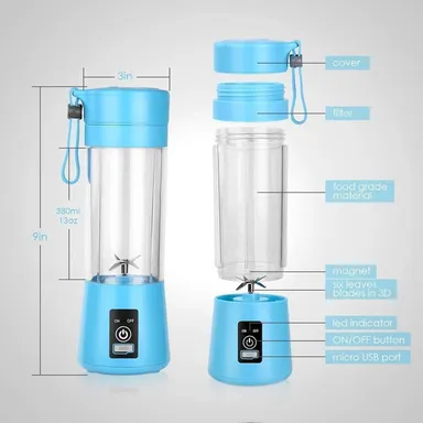 Portable 6-Blade Juicer Blender with Built-in Jar Juice Mixer Bottle USB Rechargeable Personal Size Juicer Grinder for Juices Protein Milk Shakes Multicolour Multicolour Wild Rose thumbnail 1