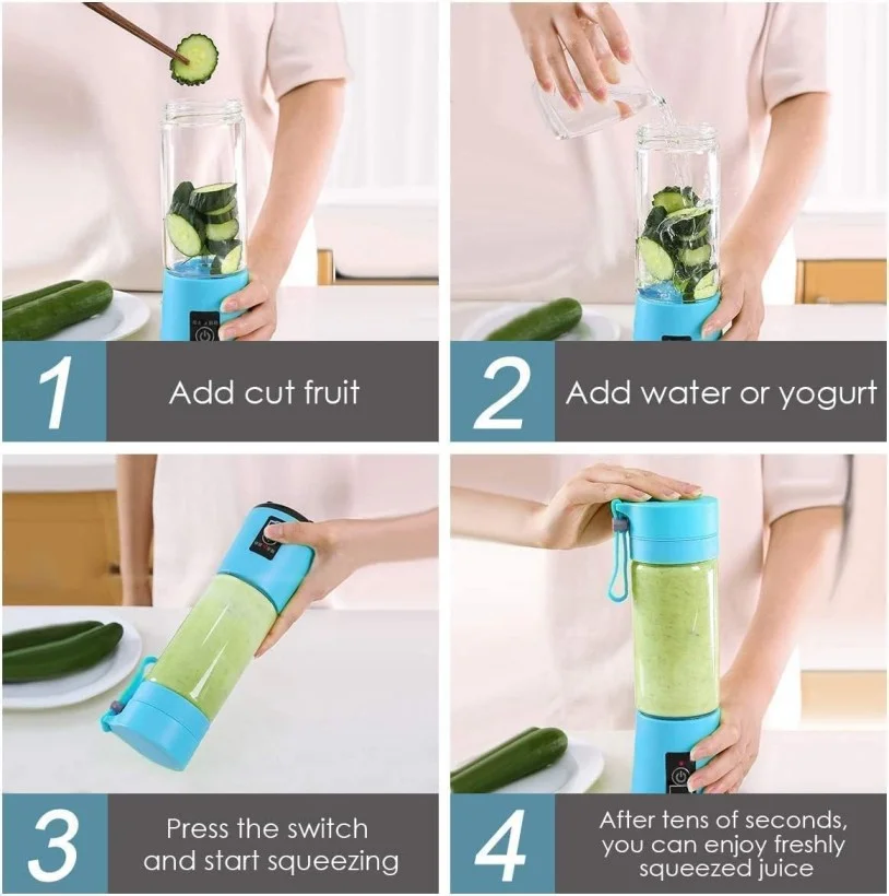 Portable 6-Blade Juicer Blender with Built-in Jar Juice Mixer Bottle USB Rechargeable Personal Size Juicer Grinder for Juices Protein Milk Shakes Multicolour Multicolour Wild Rose image 3