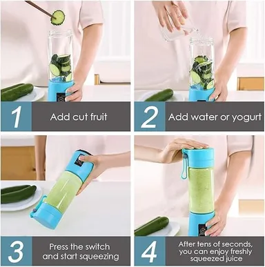 Portable USB Rechargeable 6-Blade Juicer Blender with Built-in Bottle Jar Multicolor Personal Smoothie Maker Mini Mixer Grinder for Juice Protein Shake Milkshake Travel Gym Home Use Purple Purple thumbnail 2