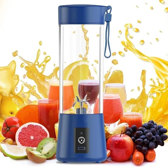 Portable USB Rechargeable 6-Blade Juicer Blender with Built-in Bottle Jar Multicolor Personal Smoothie Maker Mini Mixer Grinder for Juice Protein Shake Milkshake Travel Gym Home Use Purple Purple image 1