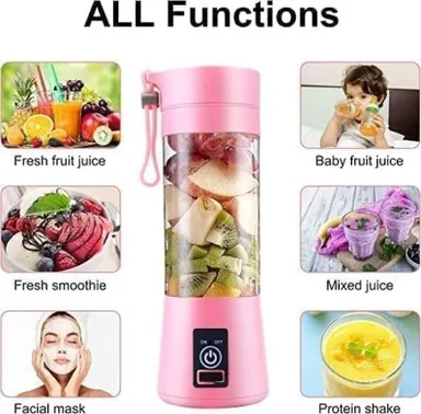 Portable 6-Blade Juicer Blender with Built-in Jar Juice Mixer Bottle USB Rechargeable Personal Size Juicer Grinder for Juices Protein Milk Shakes Multicolour Purple Purple thumbnail 3