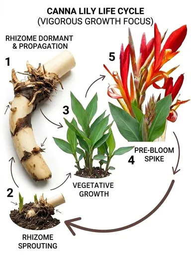 Red Canna Lily Flower Bulb for Garden Planting 2 Piece Pack Tropical Canna Lily Rhizome Bulbs for Home Garden Landscaping Balcony Terrace Outdoor Flower Plants India thumbnail 1