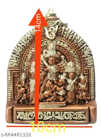 Handcrafted Terracotta Durga Family Wall Hanging Idol Sculpture for Home Temple Decor, Maa Durga with Ganesha Kartikeya Lakshmi Saraswati Decorative Religious Wall Art Murti thumbnail 3