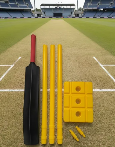 WINPRO Plastic Cricket Bat Set with Stumps Base and Connectors Full Size No 8 Lightweight Kids Cricket Kit for Practice Training Garden Backyard Play Set India thumbnail 1