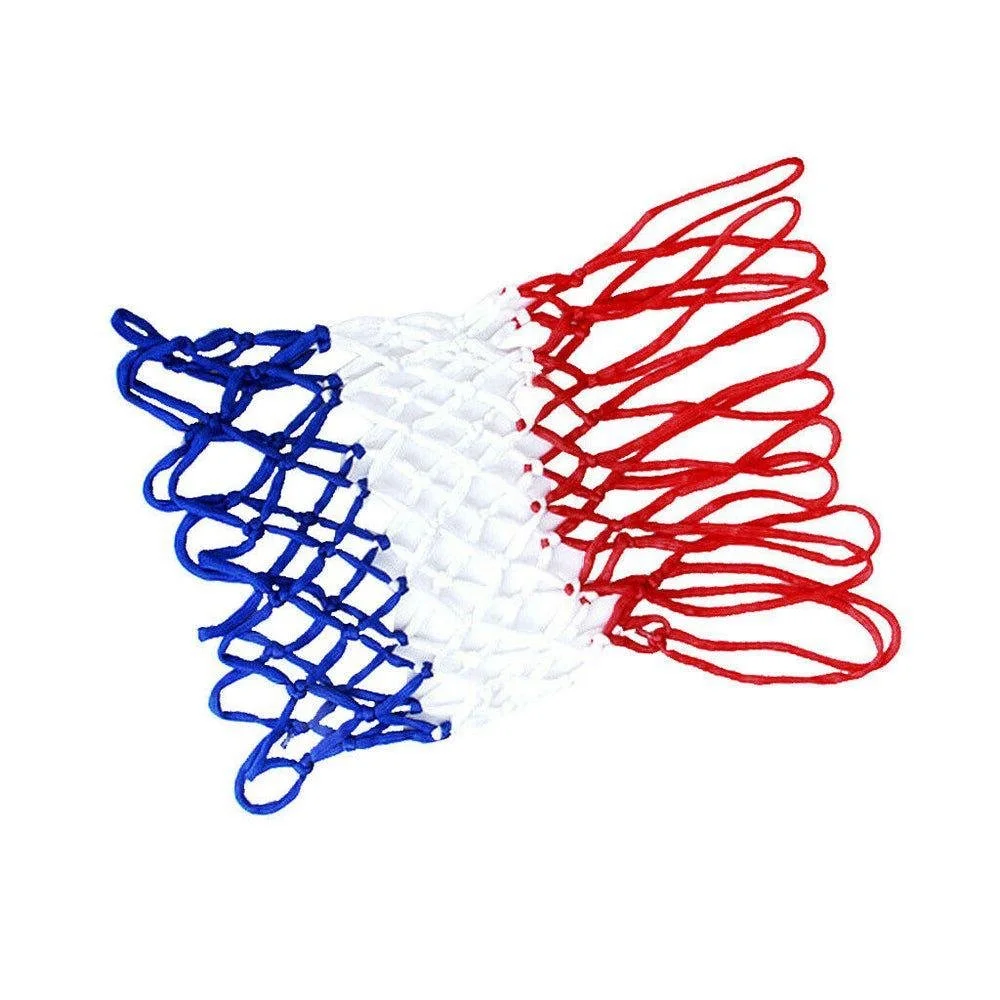 Heavy Duty Basketball Hoop Net Replacement Nylon Tricolour Red White Blue Weatherproof Outdoor Indoor Rim Net for Standard 12 Loop Ring Training Practice Durable Anti-Tangle Net India image 1