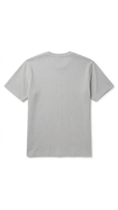 Men Waffle Knit Cotton T-Shirt Light Grey Crew Neck Half Sleeve Breathable Summer Casual Regular Fit Textured T Shirt for Men Daily Wear Gym Travel Soft Fabric India thumbnail 2
