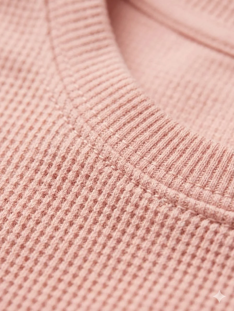 Premium Waffle Knit Cotton T Shirt for Men Peach Pink Crew Neck Half Sleeve Relaxed Fit Breathable Summer Casual Wear Solid Textured Tee India image 4