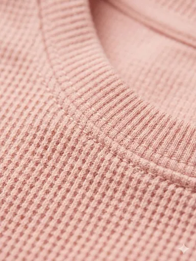 Premium Waffle Knit Cotton T Shirt for Men Peach Pink Crew Neck Half Sleeve Relaxed Fit Breathable Summer Casual Wear Solid Textured Tee India thumbnail 3