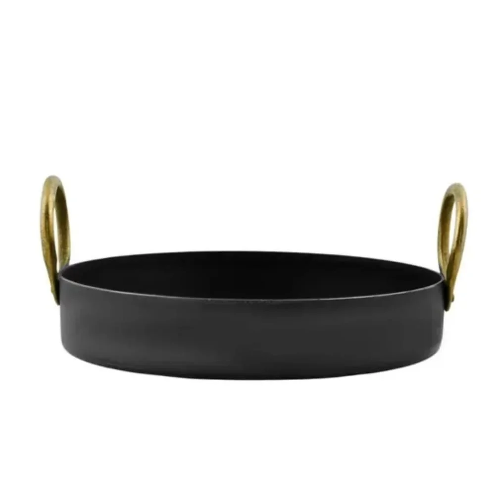 Heavy Duty Iron Kadhai 9 Inch with 2 Litre Capacity for Jalebi Frying and Deep Cooking Pure Iron Karahi with Sturdy Brass Handles Traditional Indian Cookware Flat Bottom Deep Fry Pan for Commercial and Home Kitchen Use image 2