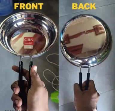 Premium Stainless Steel Kadhai with Stay-Cool Bakelite Handles and Heavy Gauge Induction Bottom Mirror Finish Deep Frying Pan for Daily Indian Cooking Traditional Steel Karahi for Gas and Induction Stove 2 Litre Capacity Silver thumbnail 1