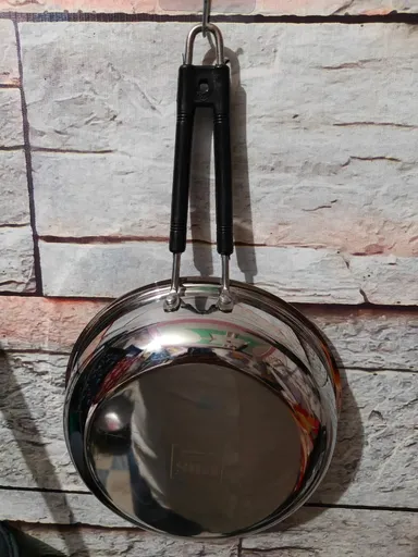 CBS Kitchenware 18 Gauge Heavy Duty Stainless Steel Kadhai with Stay-Cool Bakelite Handles Export Quality Mirror Finish Induction Bottom Deep Frying Pan for Daily Indian Cooking Silver Steel Karahi for Gas and Induction Stove 1.5 Litre thumbnail 1