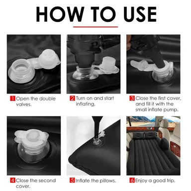 Inflatable Car Air Mattress with 2 Air Pillows Universal Car Sleeping Bed Back Seat Travel Camping Road Trip Sleep Mattress Portable Comfort thumbnail 3