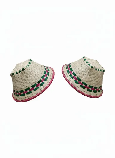 Handmade Handwoven Palm Leaf Basket for Home Storage Pooja Temple Decor Multicolour Eco Friendly Natural Round Handcrafted Fruit Gift Basket Pack of 2 thumbnail 1
