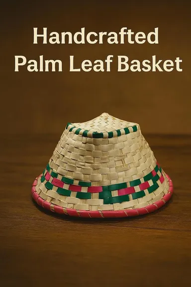 Handmade Handwoven Palm Leaf Basket for Home Storage Pooja Temple Decor Multicolour Eco Friendly Natural Round Handcrafted Fruit Gift Basket Pack of 2 thumbnail 3