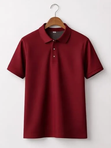 Premium Maroon Cotton Polo T-Shirt for Men - Half Sleeve Solid Casual Collar Neck Tea with Ribbed Cuffs - Breathable Comfort Fit Summer Wear Stylish Solid Dark Red Polo Shirt for Men India image 1