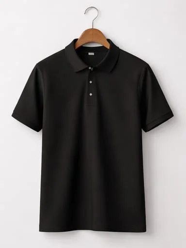 Premium Men Black Solid Polo Neck Short Sleeve Cotton Blend T-Shirt Regular Fit Casual Wear Half Sleeve Polo Tee for Men Breathable Summer Fashion Apparel Online India image 1