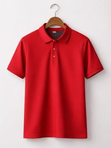 Premium Red Polo Neck T-Shirt for Men Solid Cotton Blend Half Sleeve Regular Fit Casual Wear Stylish Collar Tee Comfortable Breathable Summer Apparel for Gifting and Daily Use Red Colour image 1