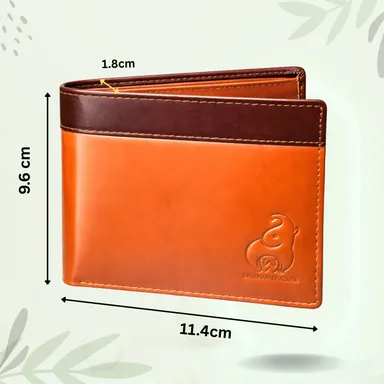 Sajahan Leather Premium Genuine Leather Bifold Wallet for Men Tan Brown Dual Tone RFID Blocking Slim Wallet with Card Slots Cash Compartment Gift Box Luxury Men Wallet India thumbnail 3