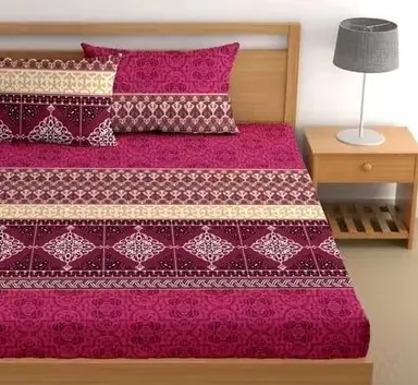 Aarvi Fitted Bedsheet King Size Cotton Elastic Bed Sheet with Deep Pocket Mattress Cover Soft Breathable Double Bed Bedsheet with Pillow Covers India thumbnail 3