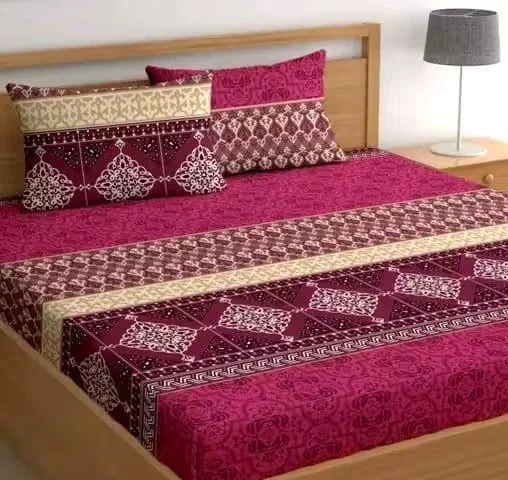 Aarvi Fitted Bedsheet King Size Cotton Elastic Bed Sheet with Deep Pocket Mattress Cover Soft Breathable Double Bed Bedsheet with Pillow Covers India image 1