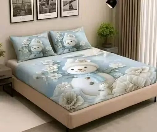 3D Printed Double Bedsheet with 2 Pillow Covers King Size Microfiber image 1