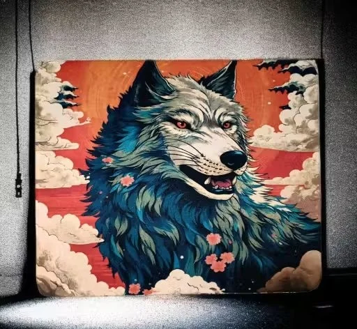 Japanese Anime Style Alpha Wolf Wall Poster Art Print for Home Decor Large 12x18 Inch Matte Finish Synthetic Wood Frame Living Room Office Aesthetic Wall Hanging image 1