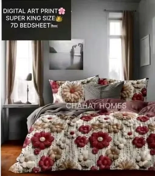 Aarvi Elastic Fitted Bedsheet King Size with Pillow Covers Cotton Soft Breathable Stretchable Mattress Cover Printed Double Bed Sheet for All Season Use India image 4