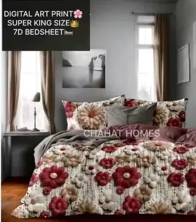 Aarvi Elastic Fitted Bedsheet King Size with Pillow Covers Cotton Soft Breathable Stretchable Mattress Cover Printed Double Bed Sheet for All Season Use India thumbnail 3