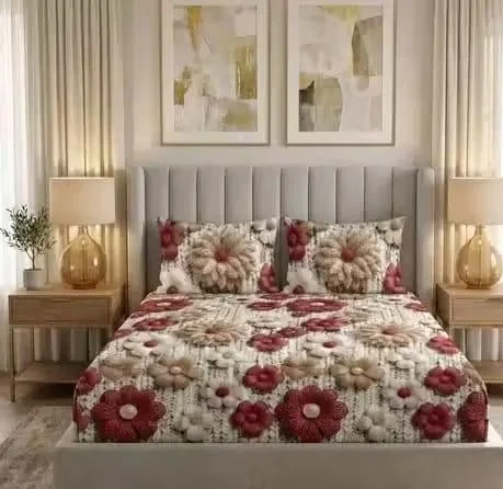 Aarvi Elastic Fitted Bedsheet King Size with Pillow Covers Cotton Soft Breathable Stretchable Mattress Cover Printed Double Bed Sheet for All Season Use India image 1