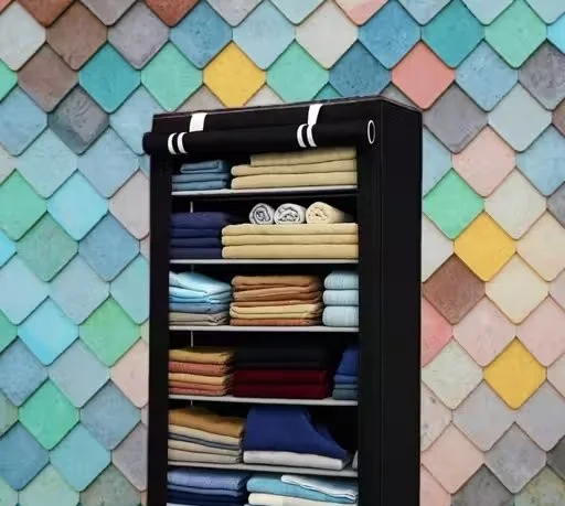 Portable Foldable Fabric Wardrobe Closet with 6 Shelves Dustproof Zip Cover Heavy Duty Metal Frame Clothes Storage Cabinet for Bedroom Hostel Home Garment Organiser image 1