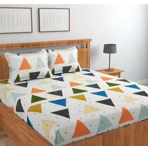 Aarvi Elastic Fitted Bedsheet Double King Size Cotton Floral 220 TC Breathable Soft Bed Sheet with 2 Pillow Covers Anti Slip Mattress Fit Summer Bedding India image 1