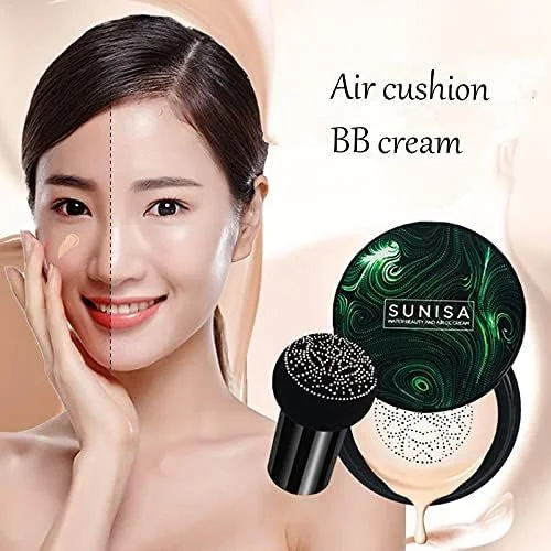 SUNISA Water Beauty Air Cushion CC Cream Foundation 20g Waterproof Long Lasting Moisturising Natural Finish Mushroom Head Makeup Base for All Skin Types Oil Control Lightweight Coverage image 2
