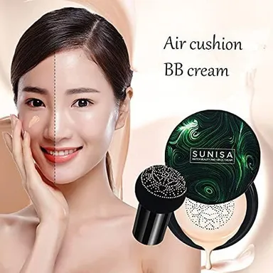 SUNISA Water Beauty Air Cushion CC Cream Foundation 20g Waterproof Long Lasting Moisturising Natural Finish Mushroom Head Makeup Base for All Skin Types Oil Control Lightweight Coverage thumbnail 1