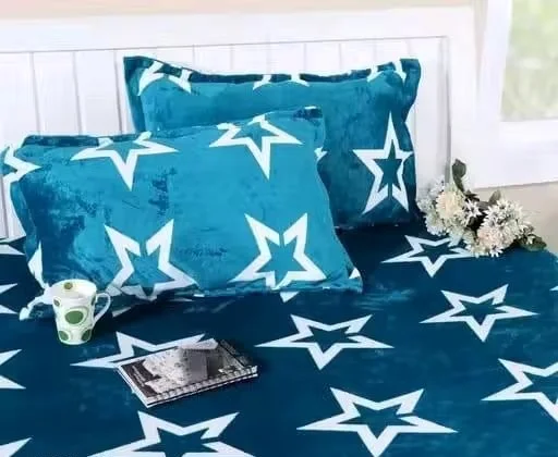 Aarvi Woolen Elastic Fitted Bedsheet Double King Size Velvet Winter Bed Sheet Set with Pillow Covers Warm Thick Mattress Cover Anti Slip Heavy Winter Bedding image 2